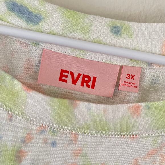 EVRI Tie-Dye Sweatshirt Women 3X Boho Casual Loungewear Oversized Pullover Basic - Picture 4 of 9